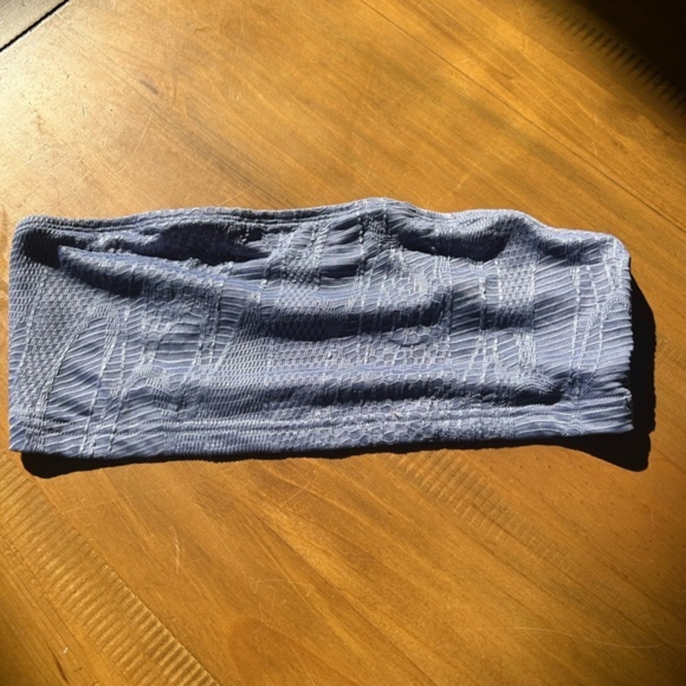 Cider Textured Blue Bandeau Top